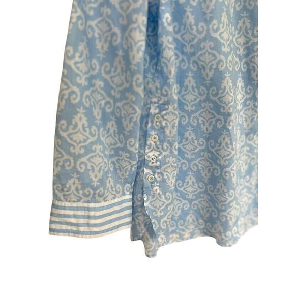 Talbots Tunic Top Shirt Womens XL Petite Blue White Medallion Print Button Flowy - Picture 3 of 9